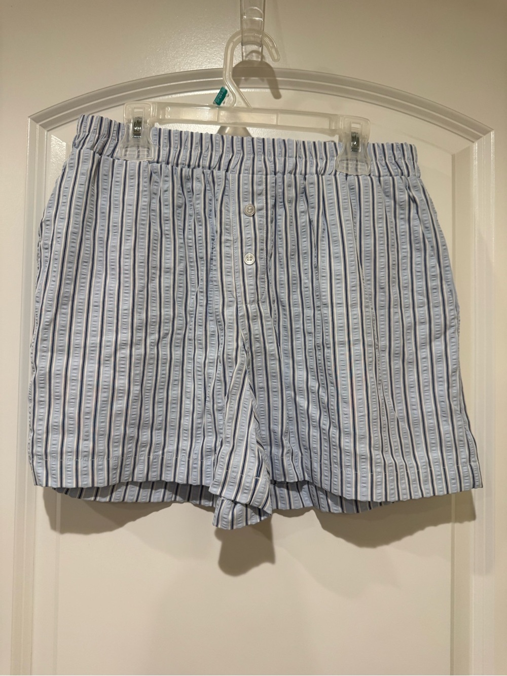 Light Blue Striped Cotton Women’s Boxer Shorts